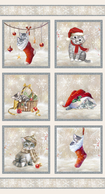 Blank A Purr-fect Holiday Season 24" Cat Panel - Black Rabbit Fabric Inc.