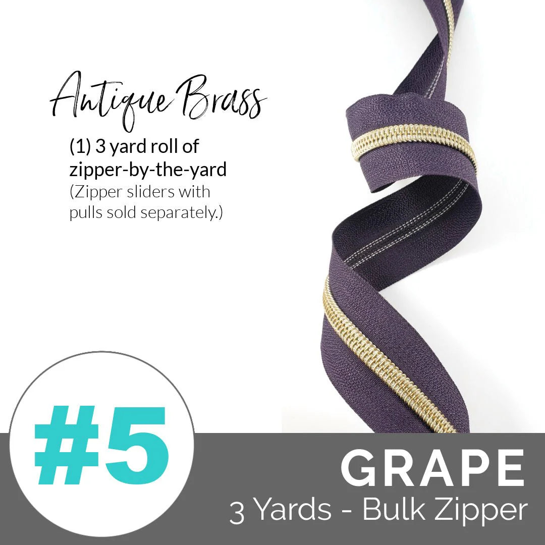 Emmaline Zippers-by-the-Yard - *SIZE#5* Grape (DOES NOT INCLUDE SLIDERS/PULLS)