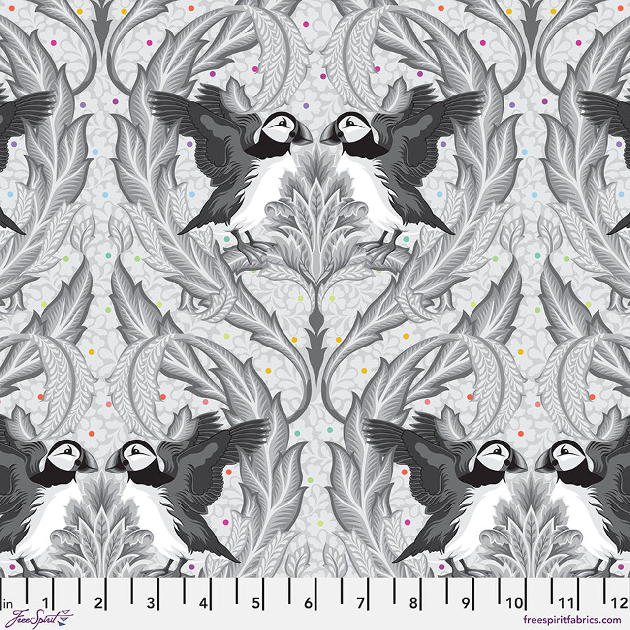 Tula Pink Graywork Huffin & Puffin - Whisper